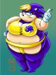  2015 5_fingers anthro archie_comics asian_clothing belly bernadette_hedgehog big_belly big_breasts blue_body bottomwear bra breasts cleavage clothed clothing east_asian_clothing eulipotyphlan female fingers fist gesture gloves hair half-closed_eyes handwear hedgehog japanese_clothing looking_at_viewer mammal mawashi narrowed_eyes navel obese obese_anthro obese_female overweight overweight_anthro overweight_female pointing royaljellysandwich sega smile smiling_at_viewer smirk solo sonic_the_hedgehog_(archie) sonic_the_hedgehog_(comics) sonic_the_hedgehog_(series) sumo sumo_wrestler topwear underwear 