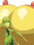  antennae_(anatomy) areola big_breasts blush breasts female huge_breasts humanoid hyper hyper_breasts leavanny looking_at_viewer looking_back multicolored_body nintendo nipples norio_(pheromosa_times) orange_areola orange_eyes orange_nipples pok&eacute;mon pok&eacute;mon_(species) smile solo two_tone_body video_games 