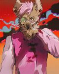  4:5 anthro blood bodily_fluids cracked_glasses hi_res hotline_miami hyaenid hyeanid jakaroo_(yeenajust) male mammal neon nosebleed piercing solo striped_hyena xjieb 