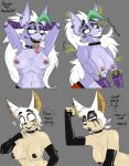  absurd_res ahegao animatronic black_lipstick black_nipples breasts canid canine canis chiropteran choker claws clothing collar ear_piercing female five_nights_at_freddy&#039;s five_nights_at_freddy&#039;s:_security_breach gloves handwear hi_res jewelry latex_gloves lipstick looking_pleasured machine madkrayzydave_(artist) makeup mammal necklace nipple_piercing nipples piercing robot rouge_the_bat roxanne_wolf_(fnaf) running_makeup scottgames sega sonic_the_hedgehog_(series) sparks spiked_collar spikes studded_collar text tongue tongue_out video_games wolf 