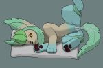  animal_genitalia animal_pussy blue_body canine_pussy eeveelution female feral genitals green_body grey_background leafeon lewdkitten069 looking_at_viewer lying multicolored_body nintendo one_leg_up pillow pok&eacute;mon pok&eacute;mon_(species) pussy raised_leg simple_background solo spread_legs spreading video_games yellow_body 