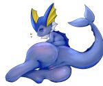  anus blue_body blue_eyes blush bodily_fluids butt censored cottontail eeveelution female feral genital_fluids genitals hi_res looking_at_viewer mosaic_censorship nintendo pok&eacute;mon pok&eacute;mon_(species) pussy pussy_juice raised_tail simple_background solo vaporeon video_games white_background 
