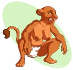 anthro breasts clothed clothing crouching diaper disney feces felid feline female hi_res lion mammal messy_diaper nipples pantherine pooping sarabi scared_shitless soiled_diaper soiling soiling_diaper solo the_lion_king topless zooshi 