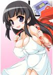  backpack bag bangs blush_stickers breasts buttons cleavage long_hair miyata_gakuman open_mouth oppai_loli original panties pantyshot red_bag school_bag smile solo underwear white_background 