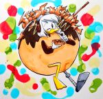  anatid anseriform anthro avian bird clothing costume della della_duck duck eating female food food_costume kigtoons solo takoyaki takoyaki_costume 