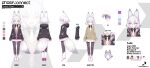  absurdres animal_ears black_jacket capriccio fox_ears fox_girl fox_tail hair_ornament highres jacket long_sleeves necktie open_mouth pantyhose phase_connect purple_eyes reference_sheet shirt simple_background skirt smile tail tenma_maemi white_background white_hair white_skirt white_tail 
