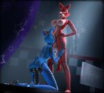  16:9 3d_(artwork) animatronic blue_body blue_skin bonnie_(fnaf) digital_media_(artwork) dominant dominant_female duo female five_nights_at_freddy&#039;s five_nights_at_freddy&#039;s_2 foxy_(fnaf) genitals glowing glowing_eyes green_eyes gynomorph hi_res humanoid intersex intersex/female machine penile penis penis_on_head red_body red_skin robot scottgames sex simple_background source_filmmaker thedrunk video_games widescreen 