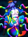  absurd_res anal anal_penetration anthro athletic blue_body blue_fur brown_hair cynthiafeline forced fur genitals glistening glistening_genitalia gooey hair hi_res hybrid male multicolored_tail oral oral_penetration penetration rainbow_tail rape solo tentacle_in_ass tentacle_in_mouth tentacle_penetration tentacle_rape tentacle_sex tentaclejob tentacles tentacles_around_arms tentacles_on_male tyler_folf 