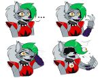  ... animatronic anthro arm_warmers armwear blank_expression blank_stare bracelet breasts canid canine canis clothing collar colored_nails crop_top dead_eyes e4hargus ear_piercing emotionless eye_gouge eyeball eyelashes facial_markings fangs female five_nights_at_freddy&#039;s five_nights_at_freddy&#039;s:_security_breach green_hair grey_body grey_hair hair head_markings hi_res jewelry lipstick machine makeup mammal markings metallic_body multiple_images nails piercing robot roxanne_wolf_(fnaf) scottgames self_harm shirt shoulder_pads smile solo spiked_bracelet spiked_collar spikes topwear video_games wolf yellow_eyes 