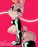  anthro areola breasts buckteeth clothing disney eyelashes female galacticmichi judy_hopps lagomorph legwear leporid mammal purple_eyes rabbit solo teeth thigh_highs zootopia 