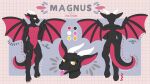  absurd_res anthro black_body black_scales dragon hi_res horn magnus male model_sheet muscular open_mouth pink_body pink_scales reptile scales scalie solo wings yellow_eyes 