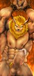  abs anthro balls bandai_namco bdsm bodily_fluids bound chain digimon digimon_(species) dynafurryart erection genital_fluids genitals hi_res leomon male muscular muscular_anthro muscular_male nipple_piercing nipple_ring nipples nude pecs penis piercing precum ring_piercing solo 