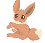  anus blush brown_body eevee female feral fluffydasher genitals looking_at_viewer nintendo one_leg_up pok&eacute;mon pok&eacute;mon_(species) pussy raised_leg simple_background solo video_games white_background 