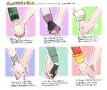  6+girls air_groove_(quercus_civilis)_(umamusume) air_groove_(umamusume) comparison fingerless_gloves gloves green_gloves highres holding_hands interlocked_fingers kumo_(mokumoku_warabi) long_sleeves maruzensky_(umamusume) motion_lines mr._c.b._(umamusume) multiple_girls narita_brian_(umamusume) sirius_symboli_(umamusume) sweatdrop symboli_rudolf_(umamusume) trainer_(umamusume) translation_request umamusume white_gloves 