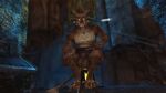  3d_(artwork) 4_ears 4_horns 4_toes 5_fingers animal_genitalia anthro athletic athletic_anthro athletic_male balls big_balls bottomwear cave charr claws clothed clothing detailed_background digital_media_(artwork) digital_painting_(artwork) digitigrade feet felid fingers fully_sheathed fur genitals guild_wars hi_res horn huge_balls loincloth looking_at_viewer male mammal mixed_media mostly_nude multi_ear multi_horn paws screencap screenshot_edit sheath sitting smile snowskau solo spread_legs spreading teeth toes topless video_games 