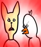  anatid animal_humanoid anseriform anserinae anthro avian avian_humanoid beavis beavis_and_butt-head bird butt-head canid canine duo fox garu_(sfff) goose gooza_(sfff) humanoid humor joke low_res male mammal open_mouth sfff simple_background snow_goose 