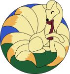  absurd_res alpha_channel eyes_closed feral gryphonglassworks hi_res male markings multi_tail ninetales nintendo pok&eacute;mon pok&eacute;mon_(species) scarf solo spice_blase_(tastytales) stained_glass video_games yellow_body yellow_markings 