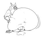  anthro balls belly big_balls big_belly big_penis bodily_fluids canid canine canis cum cum_drip dripping genital_fluids genitals hi_res huttsergreywolf league_of_legends male mammal monochrome morbidly_obese muscular muscular_arms muscular_male obese overweight overweight_male penis riot_games sharp_teeth solo strongfat teeth video_games warwick_(lol) wolf 