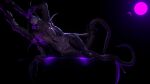  3d_(artwork) 4_fingers alien anthro aredator black_background blender_(software) breasts claws digital_media_(artwork) evolve_(copyright) fangs female fingers genitals glowing glowing_genitalia glowing_pussy hi_res lying monster moon neon_lights nude pussy scalie simple_background solo star tail_grab tentacles thick_thighs wide_hips wraith_(evolve) 