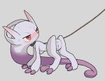  all_fours anus blush collar female genitals grey_background legendary_pok&eacute;mon looking_back mega_evolution mega_mewtwo mega_mewtwo_y nintendo pok&eacute;mon pok&eacute;mon_(species) pussy red_eyes simple_background solo tosx video_games 