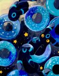  alternate_color closed_eyes doughnut eating food from_above lil looking_at_another looking_at_viewer looking_up no_humans pokemon pokemon_(creature) reclining shiny_pokemon sitting sky sprinkles star_(sky) star_(symbol) starry_sky toes umbreon yellow_eyes 