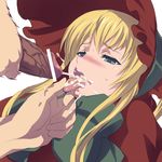  akira_(coffee_curry) blonde_hair blush censored cum cum_in_mouth cum_on_tongue dark_penis ejaculation penis projectile_cum rozen_maiden shinku tongue tongue_grab tongue_out 