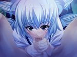  :&gt;= bad_id bad_pixiv_id blue_eyes blue_hair bow censored cirno fellatio hetero mosaic_censoring onsen_tamago_(nurumayu_onsen) oral penis petite pov saliva solo_focus touhou wings 