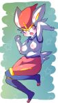  anthro blush breasts cinderace female looking_at_viewer nintendo nipples nude open_mouth pok&eacute;mon pok&eacute;mon_(species) red_eyes solo video_games xcorona 