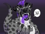  2022 5_fingers ambiguous_gender ambiguous_prey anthro anthro_focus anthro_pred anthro_prey athletic athletic_anthro athletic_male big_fangs biped black_background black_eyebrows black_horn black_inner_ear black_markings black_nose black_spikes black_spots black_text blurred_foreground bodily_fluids bust_portrait cheek_tuft claws colored countershade_torso countershading curved_horn dagos digital_drawing_(artwork) digital_media_(artwork) digital_painting_(artwork) dipstick_tail dragon dripping drooling duo ear_tuft english_text eye_contact eyebrow_spikes eyebrows faceless faceless_ambiguous faceless_anthro faceless_character facial_markings facial_tuft fangs finger_claws fingers fluffy fluffy_tail forked_tongue frill_(anatomy) front_view fur fur_markings fur_tuft gaping_mouth gradient_background grey_background grey_body grey_ears grey_eyebrows grey_fur grey_markings grey_spots grin half-closed_eyes head_crest head_frill head_markings head_spikes hi_res holding_character horn hungry hyaenid hybrid imminent_vore in_hand inner_ear_fluff lagos_(tariqcantor) larger_anthro larger_male larger_pred long_tail long_tongue looking_at_another looking_down looking_up macro macro_pred male male_focus male_pred mammal markings membrane_(anatomy) membranous_frill micro micro_abuse micro_in_hand micro_on_macro micro_prey multicolored_body multicolored_fur narrowed_eyes neck_tuft nude open_mouth open_smile oral_vore pecs portrait pred_focus purple_background purple_eyes purple_frill purple_membrane purple_tongue saliva saliva_drip saliva_string scared shaded sharp_claws sharp_teeth simple_background size_difference size_play skull_and_crossbones smaller_ambiguous smaller_anthro smaller_prey smile smug solo_focus speech_bubble spiked_tail spikes spikes_(anatomy) spots spotted_body spotted_fur spotted_hyena spotted_markings spotted_tail standing sweat sweatdrop tail_markings tail_spines teasing teeth text three-quarter_view tongue tongue_out tuft two_tone_body two_tone_fur vore vore_tease wet wet_tongue white_body white_claws white_countershading white_fur white_inner_ear_fluff white_markings worried ych_(character) 