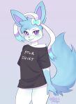  absurd_res anthro biped blue_body blush bottomless clothed clothing eeveelution half_naked hi_res looking_at_viewer male milk_the_sylveon_(toxicmilkyx) nintendo pok&eacute;mon pok&eacute;mon_(species) purple_eyes shiny_pok&eacute;mon signature simple_background solo sylveon tongue tongue_out toxicmilkyx trans_(lore) trans_man_(lore) video_games white_body 