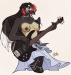  alpha_channel anthro avian bass_guitar big_breasts bird black_hair bottomwear breasts clothed clothing corvid corvus_(genus) crow female guitar guitarist hair heavy_metal hi_res highlights_(coloring) jewelry long_hair makeup mascara musical_instrument musician necklace nipples nude oscine paivio_selanne passerine plucked_string_instrument red_highlights rock_(genre) saphgriffin signature simple_background skirt solo string_instrument tasteful_nudity topless transparent_background 