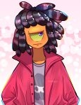  1_eye anthro clothing diviously dreadlocks echinoderm echinozoan expressionless green_sclera hi_res jacket looking_away male marine murch_(splatoon) nintendo orange_body orange_skin purple_eyes sea_urchin shirt solo splatoon topwear video_games 