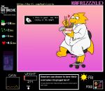  alphys anthro barefoot beef belly blush breasts buckteeth burger candy chair chopsticks claws clothed clothing coat container cup dessert dialogue dialogue_box eating egg english_text eyelashes eyewear feet female food front_view fully_clothed furniture glasses gui hi_res holding_cup holding_food holding_object ice_cream ice_cream_sundae kafrizzzle lab_coat lizard lollipop looking_down measurements meat musical_note navel_outline non-mammal_breasts noodles office_chair overweight overweight_anthro overweight_female ramen reptile scales scalie simple_background sitting solo steak sundae teeth text thick_tail thick_thighs three-quarter_view topwear undertale undertale_(series) url vending_machine video_games yellow_body yellow_scales 