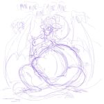  abdominal_bulge anthro belly dragon female grindavikbydaylight hi_res rumbling_stomach sketch solo vore wyvern 