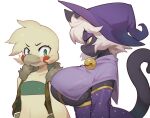  alpha_channel anthro avian big_breasts bird black_body black_fur breast_envy breasts domestic_cat felid feline felis female flat_chested fuo fur huge_breasts kaeritai07 mammal 