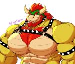  abs anthro armband beard biceps body_hair bowser breasts chest_hair collar facial_hair gear hair horn koopa lizard looking_at_viewer male mario_bros muscular muscular_anthro muscular_male nintendo pecs red_eyes red_hair reptile scalie solo spiked_armband spiked_collar spikes teeth under_boob vein veiny_muscles video_games yellow_body yongdasom 
