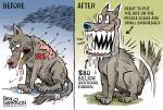  2022 ambiguous_gender arthropod ben_garrison big_teeth bodily_fluids canid canine canis dipteran domestic_dog drooling english_text feral fur grey_body grey_fur insect internal_revenue_service mammal open_mouth political_cartoon politics saliva sharp_teeth sitting tail_motion tailwag teeth text threatening tired tongue tongue_out united_states_of_america 