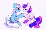  2020 blue_eyes blue_hair blue_tail bonbon_(mlp) cutie_mark dock duo earth_pony equid equine eye_contact eyelashes female female/female friendship_is_magic green_body hair hasbro horn horse looking_at_another lyra_heartstrings_(mlp) mammal my_little_pony pink_hair pink_tail poneko-chan pony simple_background sitting smile tan_body unicorn white_background white_hair white_tail yellow_eyes 