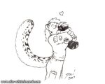  &lt;3 2007 anthro black_and_white breasts clothed clothing doc_nickel eyes_closed felid female fur hair happy mammal monochrome pantherine pirta_(the_whiteboard) plushie snow_leopard solo the_whiteboard webcomic 