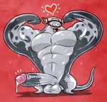  &lt;3 anthro batoid biceps big_man_(splatoon) big_penis bodily_fluids fish flexing genital_fluids genitals hexdisciple hi_res huge_penis hyper hyper_genitalia hyper_penis male manta_ray marine nintendo penis precum red_backround solo splatoon splatoon_3 sweat video_games 