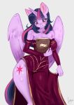  absurd_res anthro anthrofied blush book breasts cleavage clothed clothing dress equid equine female friendship_is_magic hi_res horn mammal mrscurlystyles my_little_pony solo twilight_sparkle_(mlp) winged_unicorn wings 