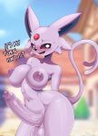  absurd_res anthro anthrofied areola ashraely balls big_breasts big_penis black_eyes blush breasts digital_media_(artwork) edit eeveelution english_text erection espeon feral foreskin genitals glistening glistening_body gynomorph hi_res huge_breasts humanoid_genitalia humanoid_penis intersex looking_at_viewer mammal nintendo nipples nude penis pink_areola pink_body pink_nipples pink_penis pink_tail pok&eacute;mon pok&eacute;mon_(species) pok&eacute;morph shaded simple_background smile solo text thick_penis thick_thighs video_games wide_hips 