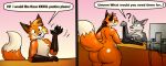  anthro big_butt black_nose brown_ears bubble_butt butt canid canine clothing dipstick_tail fox fur glistening glistening_body glistening_butt hair hi_res male mammal markings nude orange_body orange_fur panties simple_background smile standing tail_markings text underwear zed_(zedfox) zenonclaw 