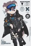 2020 absurd_res alanisawolf777 anthro armor blue_eyes canid canine canis clothed clothing digital_media_(artwork) eyewear fur glasses grey_body grey_fur gun hi_res male mammal ranged_weapon rifle simple_background smile solo tagme text weapon 