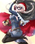  1girl ahoge bangs black_gloves blue_bodysuit blue_eyes bodysuit boots braid cape cape_grab chest_harness closed_mouth covered_navel ebi_puri_(ebi-ebi) envelope fire_emblem fire_emblem_fates fire_emblem_heroes gloves harness high_heel_boots high_heels highres holding holding_envelope hood hooded_cape key keyring latex latex_bodysuit leather_belt looking_at_viewer low_twintails mask nina_(fire_emblem) o-ring official_alternate_costume parted_bangs thigh_boots twin_braids twintails two-tone_cape white_hair 