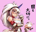  blush breasts cleavage cum glasses horn ibukichi kirin_(armor) large_breasts monster_hunter multiple_girls white_hair 
