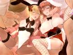  animal_ears blonde_hair blue_eyes breasts brown_eyes brown_hair bunny_ears bunnysuit censored fishnet_legwear fishnets gangbang group_sex kito_(coyo) large_breasts multiple_girls multiple_penises orgy original pantyhose penis sex thighhighs tongue torn_clothes torn_legwear 