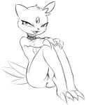  2019 anthro anus bedroom_eyes black_and_white choker claws female front_view full-length_portrait fur genitals jewelry mammal monochrome narrowed_eyes necklace nintendo nude pok&eacute;mon pok&eacute;mon_(species) portrait pussy seductive sitting sketch sneasel solo video_games w4g4 