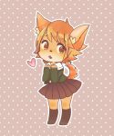  &lt;3 alternate_species anthro blouse bottomwear brown_eyes canid canine chihiro_fujisaki clothed clothing danganronpa digital_media_(artwork) dotted_background eyebrows female footwear fox fully_clothed fur furrification hair inner_ear_fluff looking_at_viewer male_(lore) mammal orange_body orange_fur orange_hair outline pattern_background short_hair simple_background skirt socks source_request topwear tuft unknown_artist white_outline 