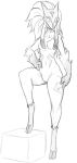  2019 anthro black_and_white bovid breasts caprine cloven_hooves featureless_breasts female front_view full-length_portrait genitals hand_on_hip hi_res hooves kindred_(lol) lamb_(lol) league_of_legends mammal mask mask_only monochrome nude portrait pussy riot_games sheep sketch solo standing step_pose video_games w4g4 wool_(disambiguation) 